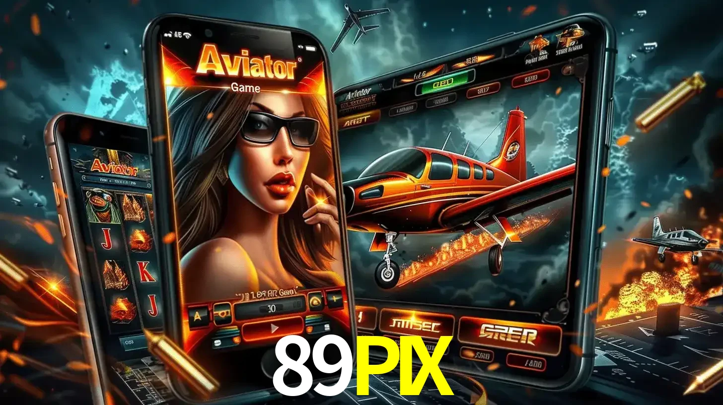 O popular jogo de apostas Aviator exibido em vários celulares e tablets, mostrando a interface emocionante e a ação de voo disponíveis para jogar agora no 89PIX.