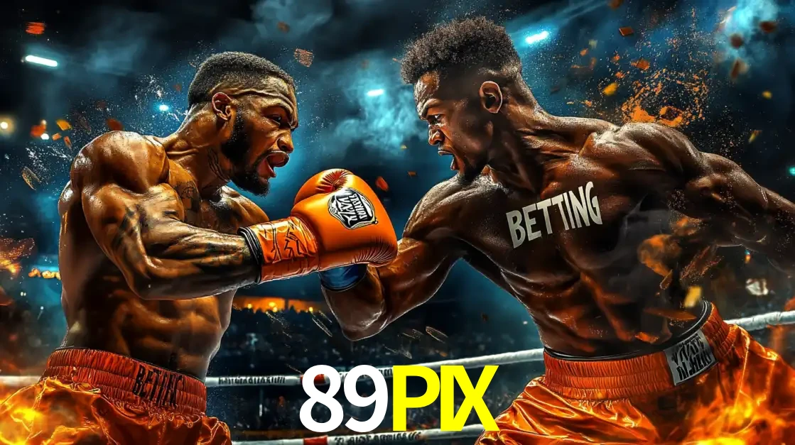 Dois boxeadores em uma luta intensa e explosiva, representando a adrenalina e as oportunidades de apostas em esportes de combate disponíveis na plataforma 89PIX.